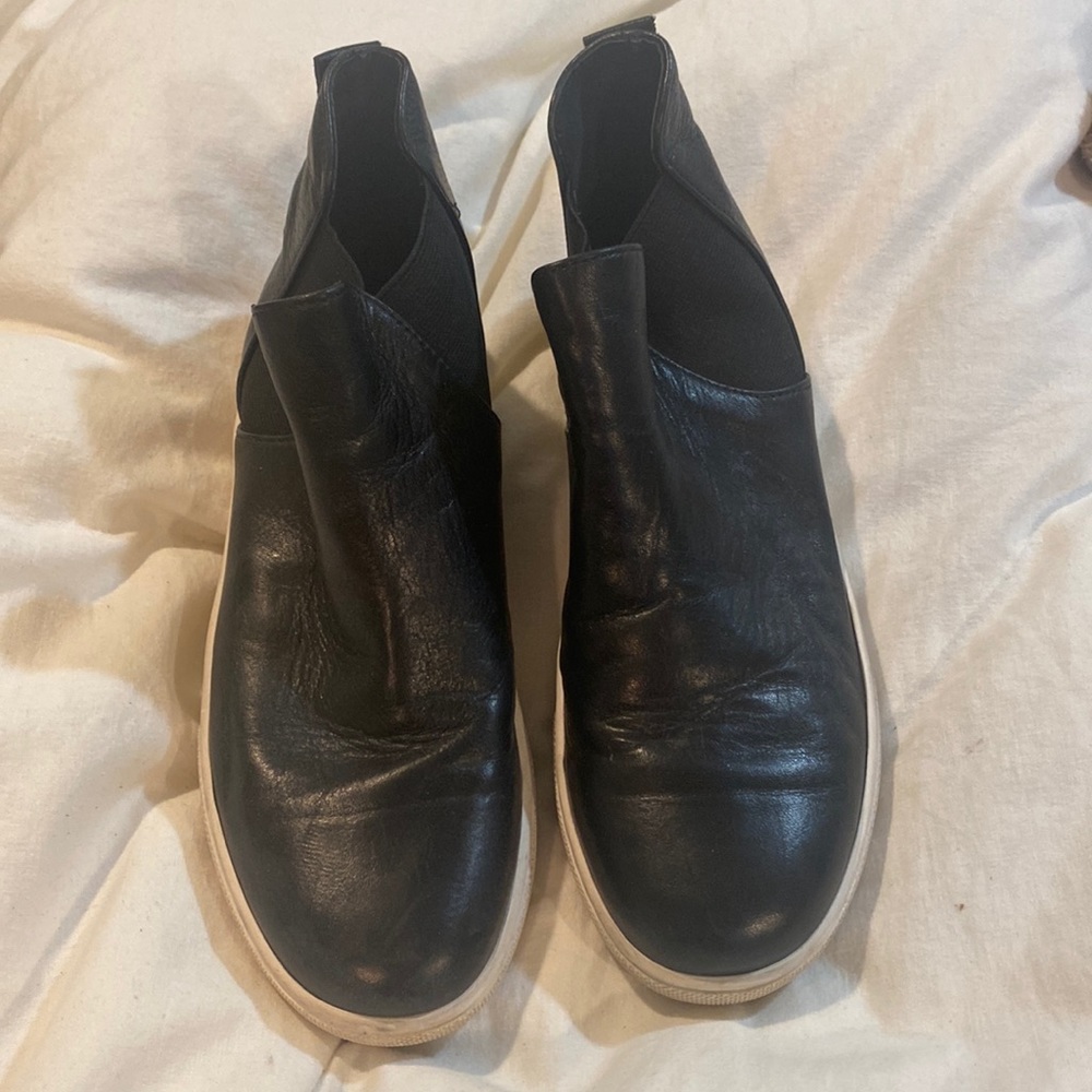 J/Slides Black Leather High tops size 7.5